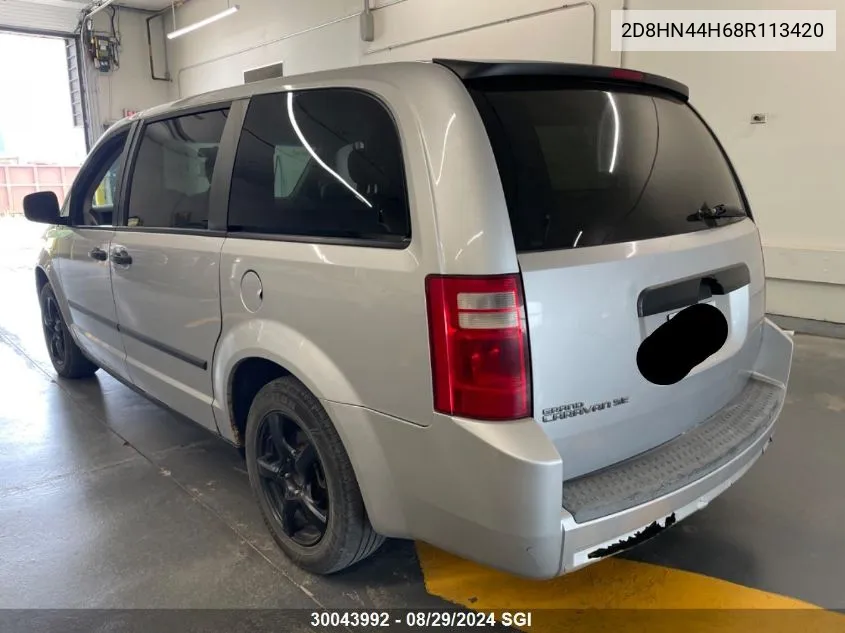 2008 Dodge Grand Caravan Se VIN: 2D8HN44H68R113420 Lot: 30043992