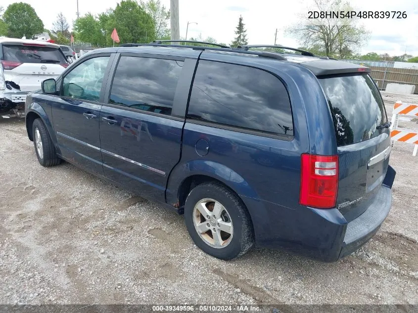 2008 Dodge Grand Caravan Sxt VIN: 2D8HN54P48R839726 Lot: 39349596