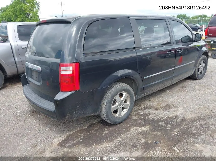 2008 Dodge Grand Caravan Sxt VIN: 2D8HN54P18R126492 Lot: 39377292