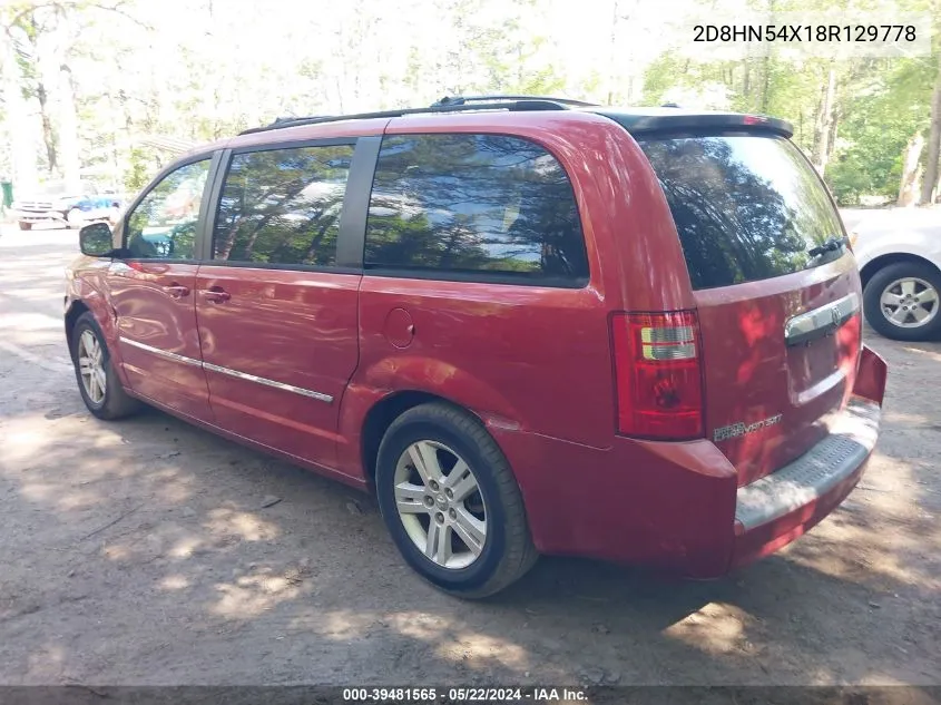 2008 Dodge Grand Caravan Sxt VIN: 2D8HN54X18R129778 Lot: 39481565