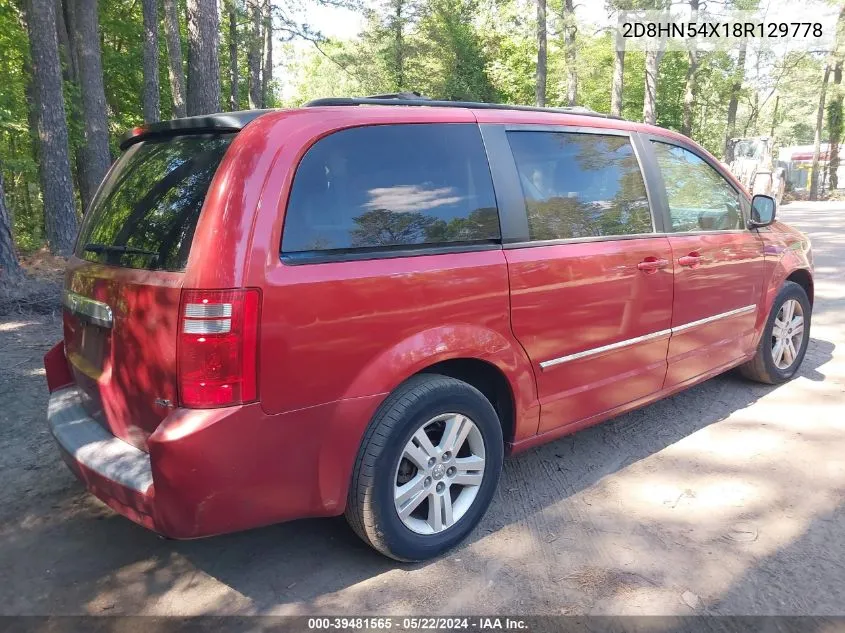 2008 Dodge Grand Caravan Sxt VIN: 2D8HN54X18R129778 Lot: 39481565