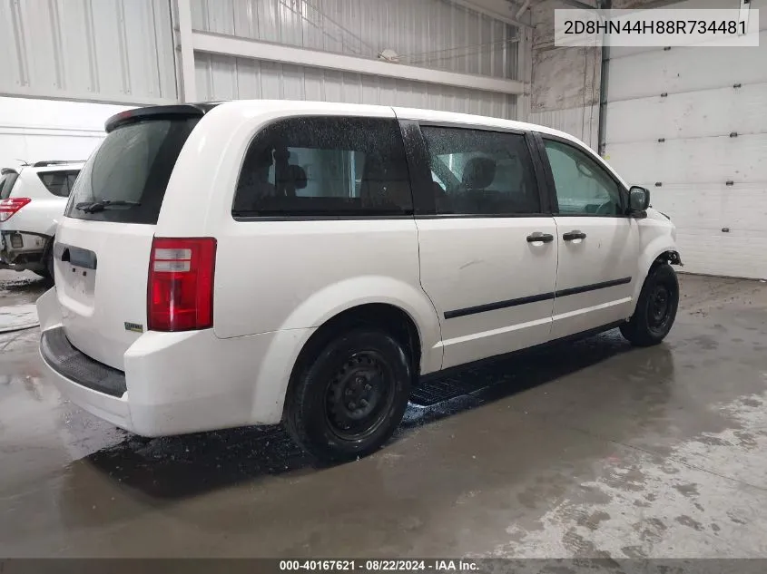 2008 Dodge Grand Caravan Se VIN: 2D8HN44H88R734481 Lot: 40167621