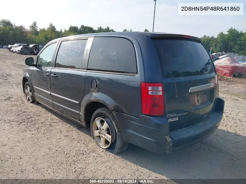 2008 Dodge Grand Caravan Sxt VIN: 2D8HN54P48R641860 Lot: 40330003