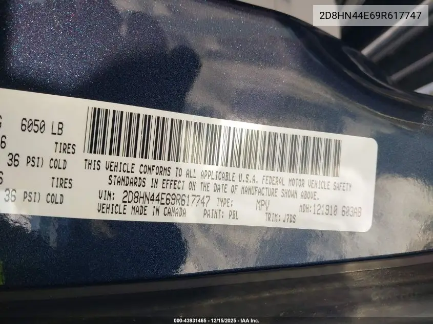 2D8HN44E69R617747 2009 Dodge Grand Caravan Se