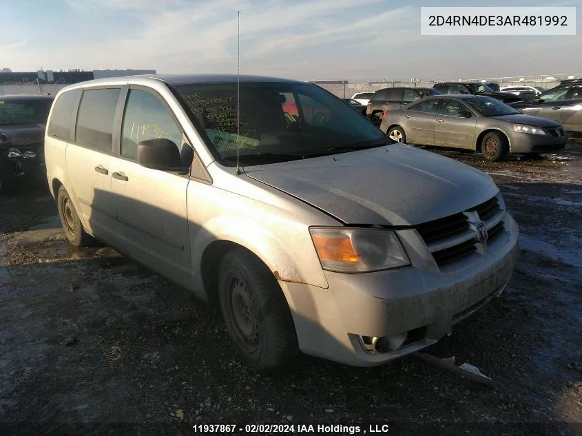 2010 Dodge Grand Caravan Se VIN: 2D4RN4DE3AR481992 Lot: 11937867