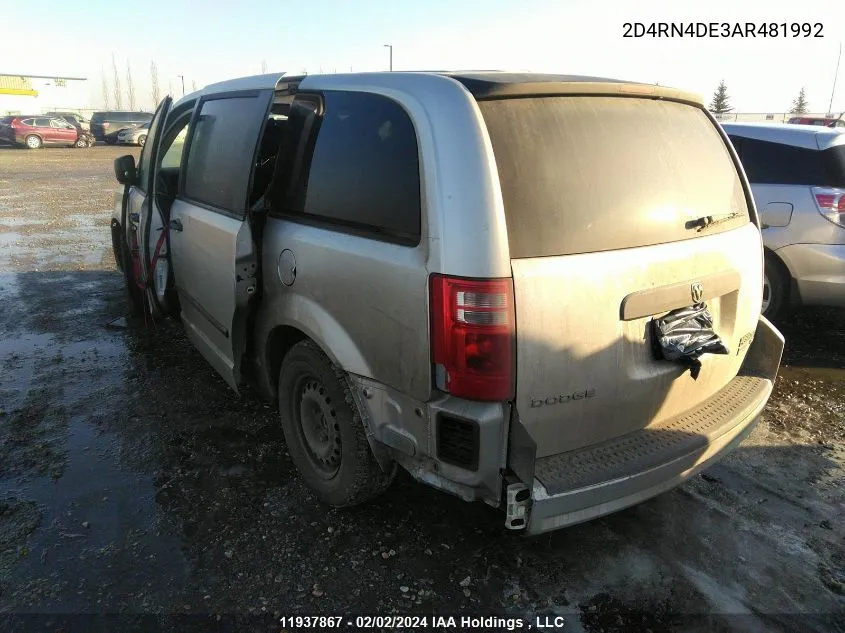 2010 Dodge Grand Caravan Se VIN: 2D4RN4DE3AR481992 Lot: 11937867