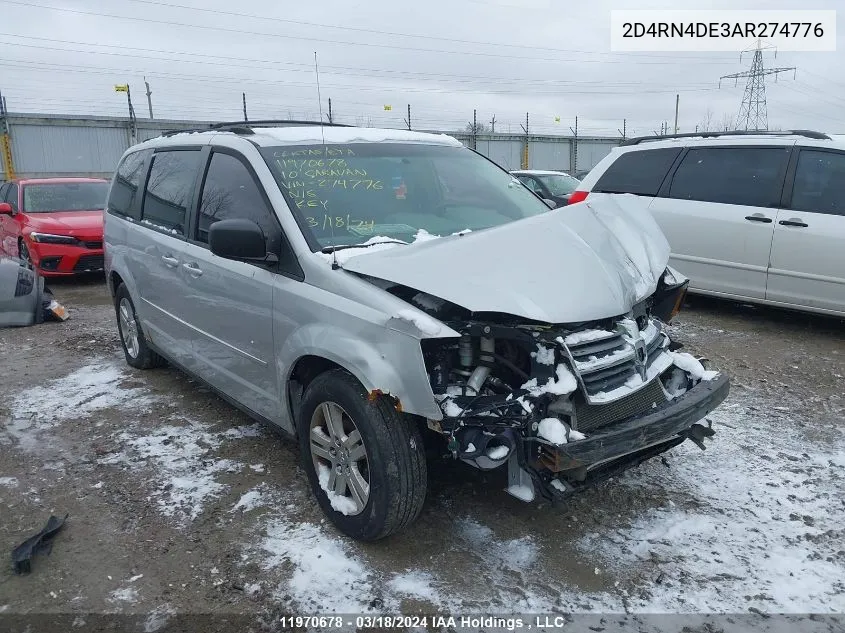 2010 Dodge Grand Caravan Se VIN: 2D4RN4DE3AR274776 Lot: 11970678