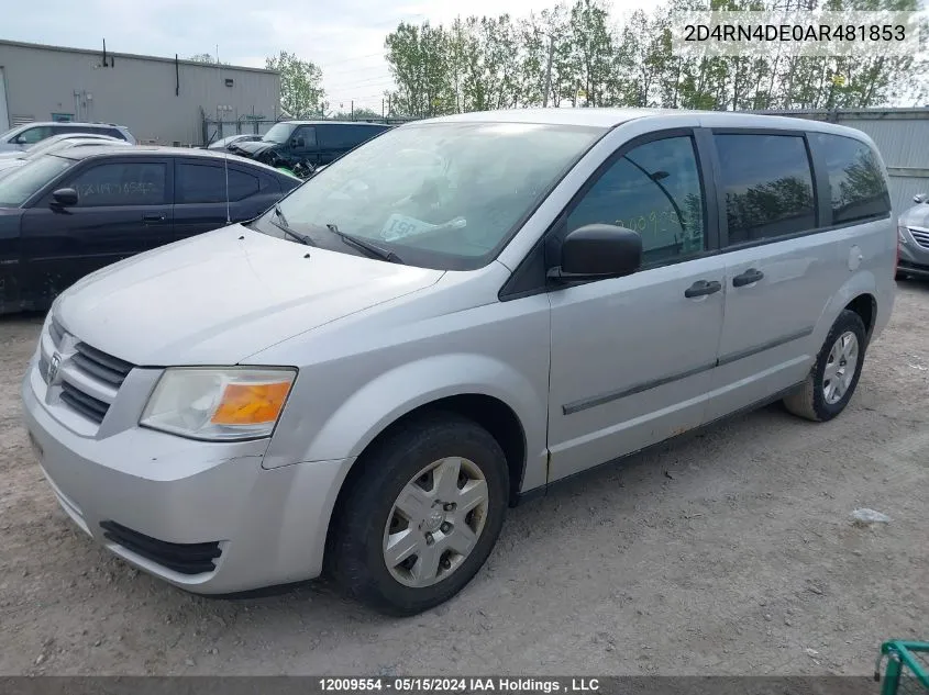 2010 Dodge Grand Caravan Se VIN: 2D4RN4DE0AR481853 Lot: 12009554