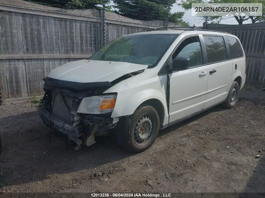 2010 Dodge Grand Caravan VIN: 2D4RN4DE2AR106157 Lot: 12013238