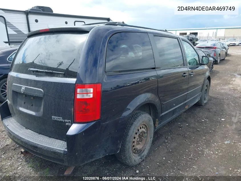 2010 Dodge Grand Caravan Se VIN: 2D4RN4DE0AR469749 Lot: 12020876