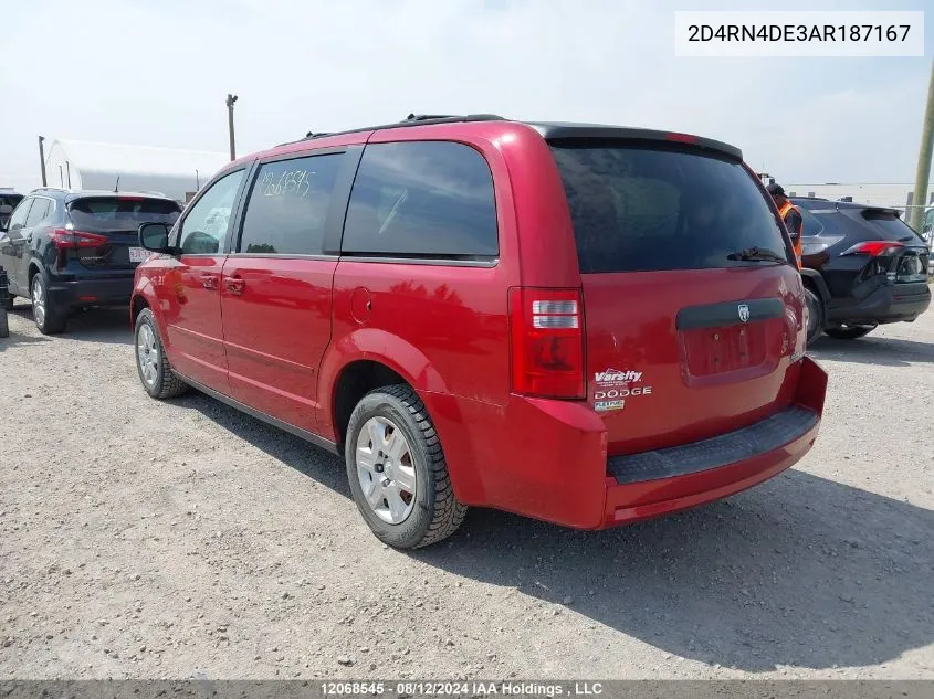 2010 Dodge Grand Caravan Se VIN: 2D4RN4DE3AR187167 Lot: 12068545