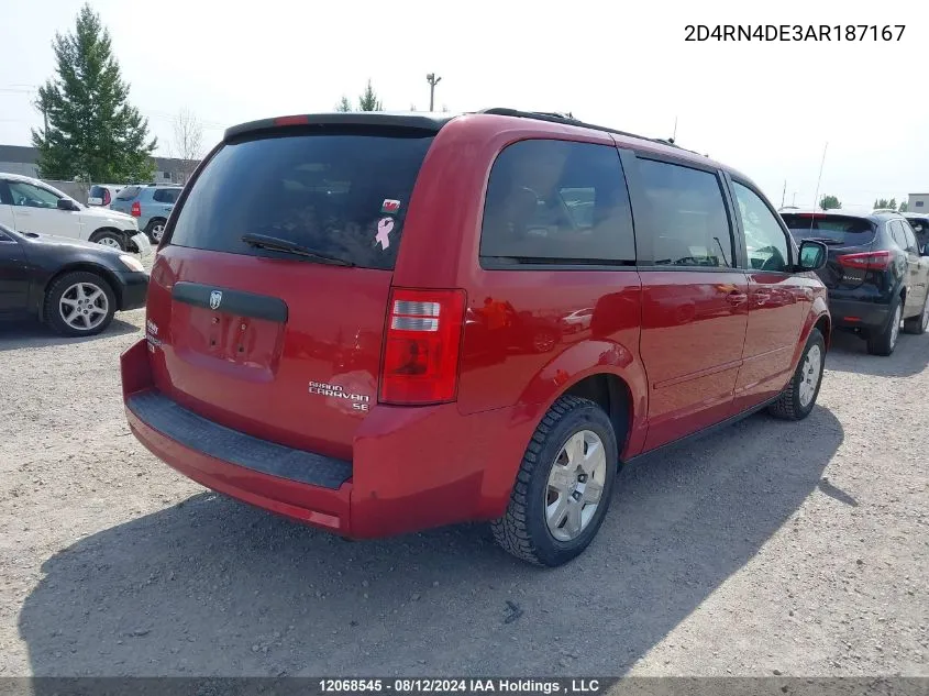 2010 Dodge Grand Caravan Se VIN: 2D4RN4DE3AR187167 Lot: 12068545