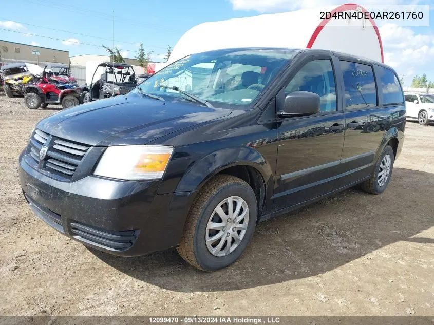 2010 Dodge Grand Caravan Se VIN: 2D4RN4DE0AR261760 Lot: 12099470