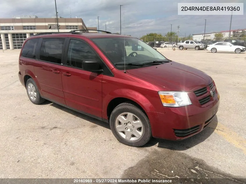 2010 Dodge Grand Caravan Se VIN: 2D4RN4DE8AR419360 Lot: 20160969