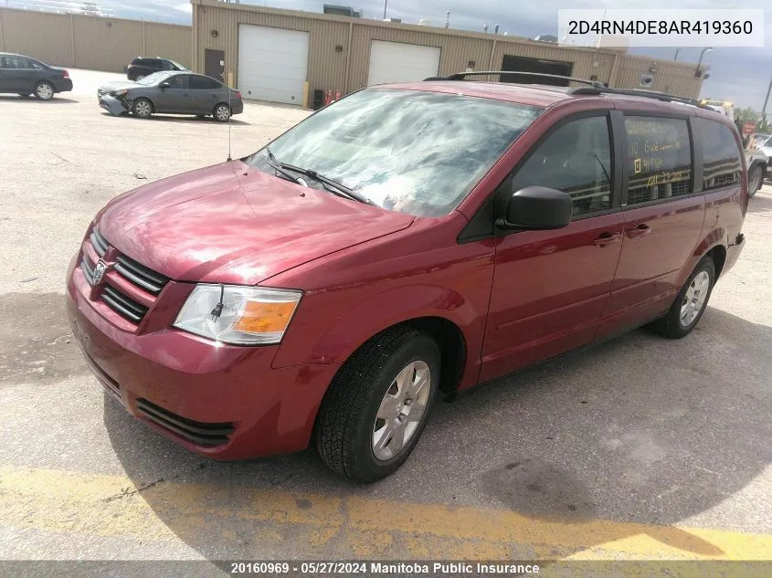 2010 Dodge Grand Caravan Se VIN: 2D4RN4DE8AR419360 Lot: 20160969