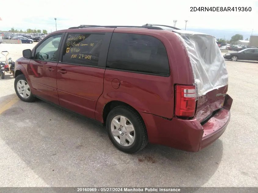 2010 Dodge Grand Caravan Se VIN: 2D4RN4DE8AR419360 Lot: 20160969