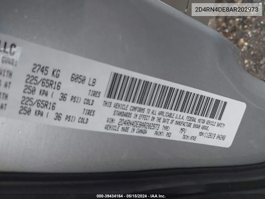 2D4RN4DE8AR202973 2010 Dodge Grand Caravan Se