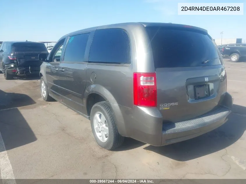 2010 Dodge Grand Caravan Se VIN: 2D4RN4DE0AR467208 Lot: 39567244