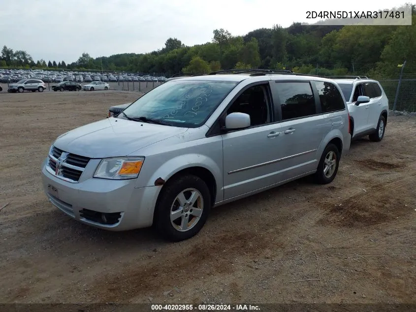 2010 Dodge Grand Caravan Sxt VIN: 2D4RN5D1XAR317481 Lot: 40202955