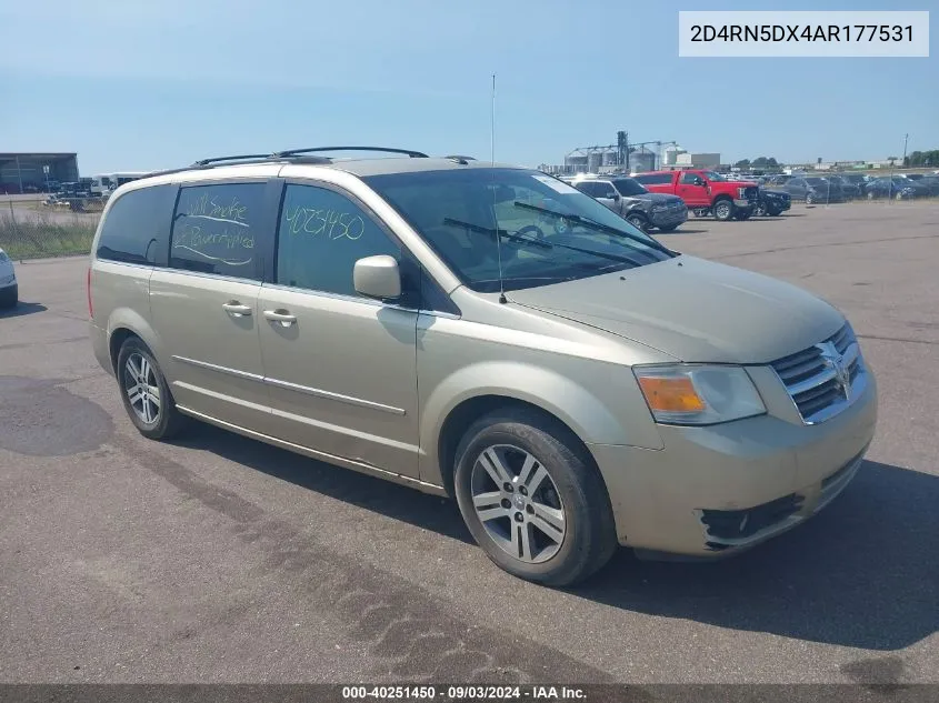 2D4RN5DX4AR177531 2010 Dodge Grand Caravan Sxt