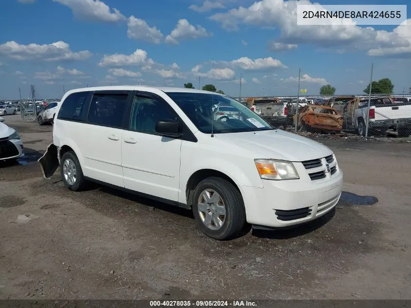 2010 Dodge Grand Caravan Se VIN: 2D4RN4DE8AR424655 Lot: 40278035