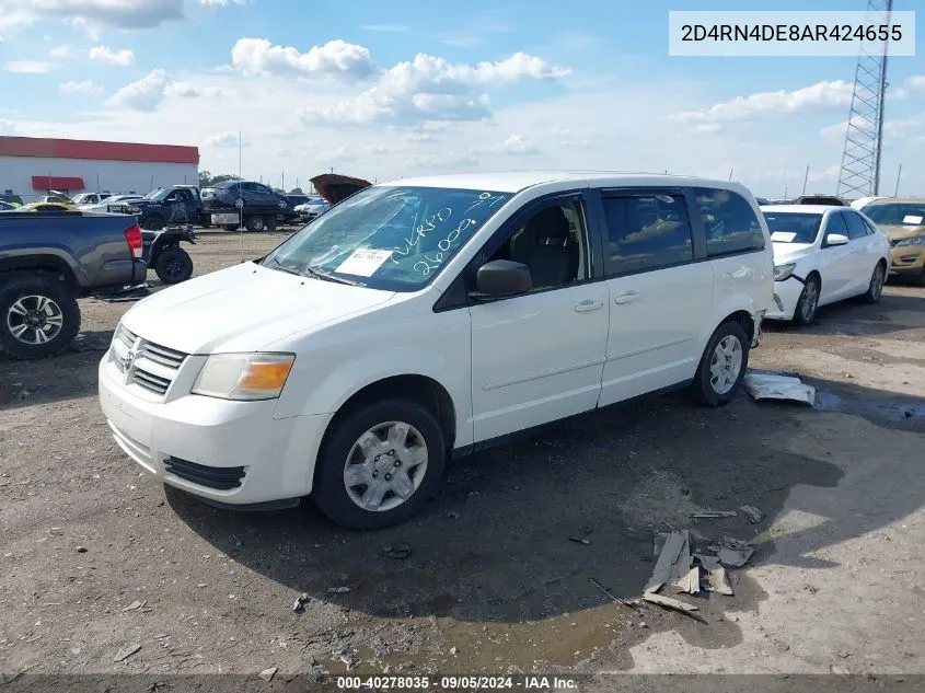 2010 Dodge Grand Caravan Se VIN: 2D4RN4DE8AR424655 Lot: 40278035