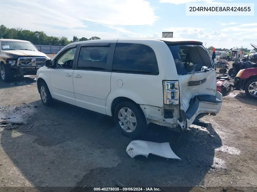 2010 Dodge Grand Caravan Se VIN: 2D4RN4DE8AR424655 Lot: 40278035