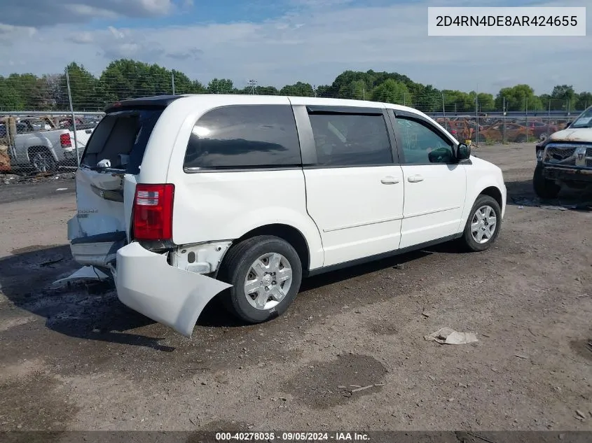 2010 Dodge Grand Caravan Se VIN: 2D4RN4DE8AR424655 Lot: 40278035