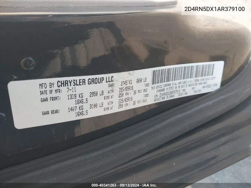 2D4RN5DX1AR379100 2010 Dodge Grand Caravan Sxt