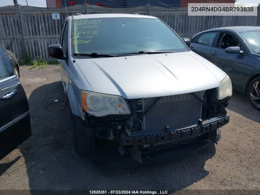 2011 Dodge Grand Caravan VIN: 2D4RN4DG4BR793838 Lot: 12020351