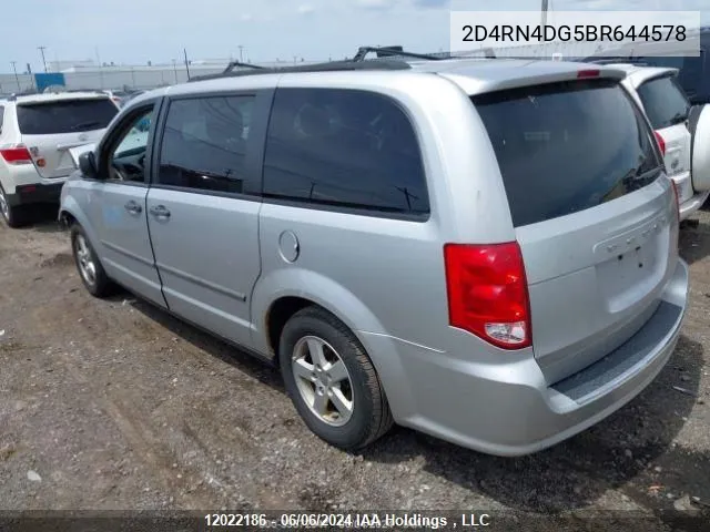 2011 Dodge Grand Caravan Se/Sxt VIN: 2D4RN4DG5BR644578 Lot: 12022186