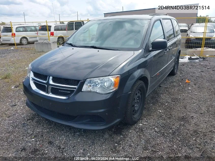 2011 Dodge Grand Caravan Express VIN: 2D4RN4DG3BR721514 Lot: 12078439