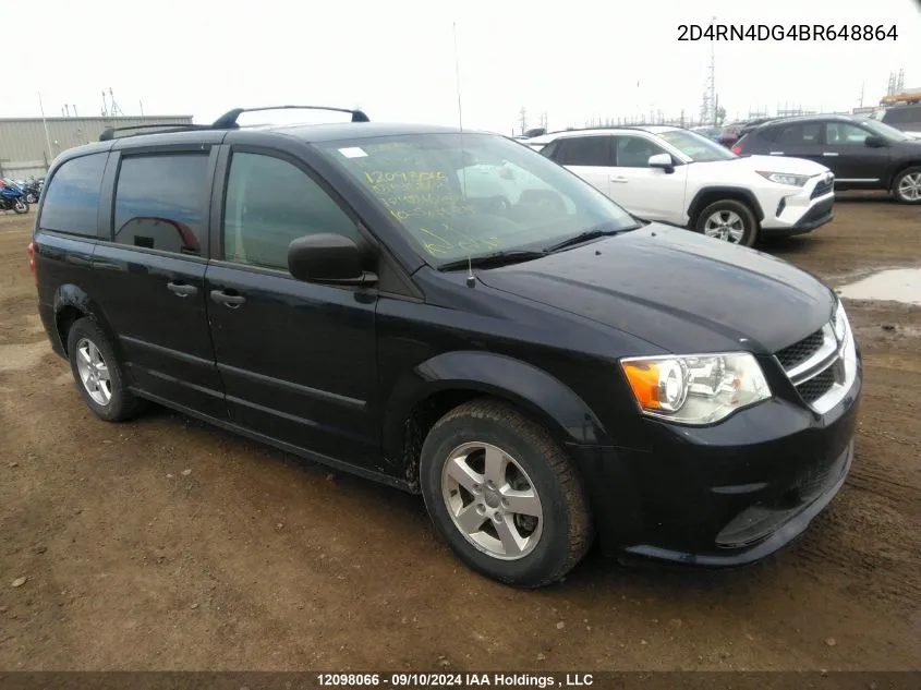 2011 Dodge Grand Caravan Se/Sxt VIN: 2D4RN4DG4BR648864 Lot: 12098066