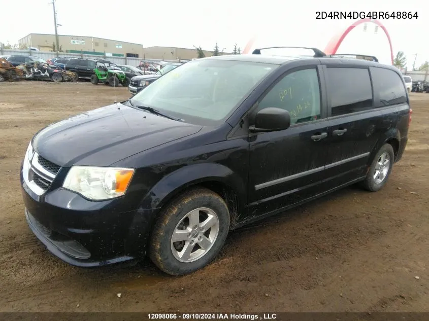 2011 Dodge Grand Caravan Se/Sxt VIN: 2D4RN4DG4BR648864 Lot: 12098066