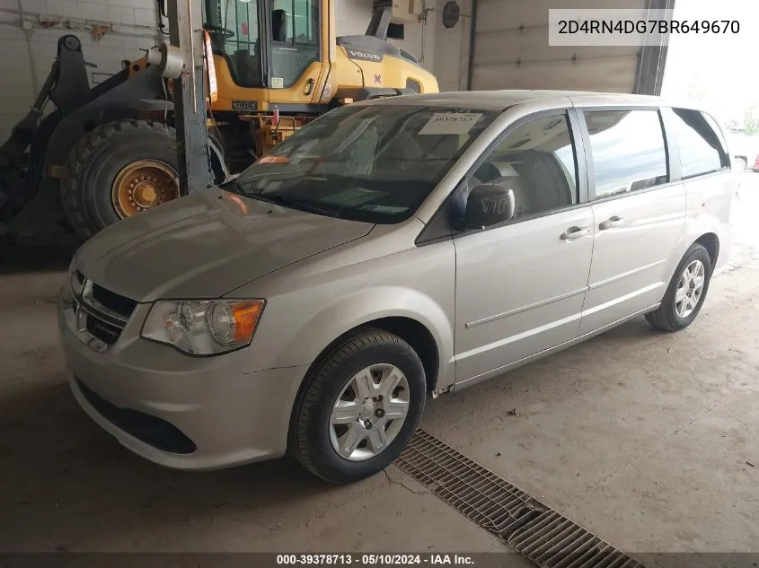 2011 Dodge Grand Caravan Express VIN: 2D4RN4DG7BR649670 Lot: 39378713