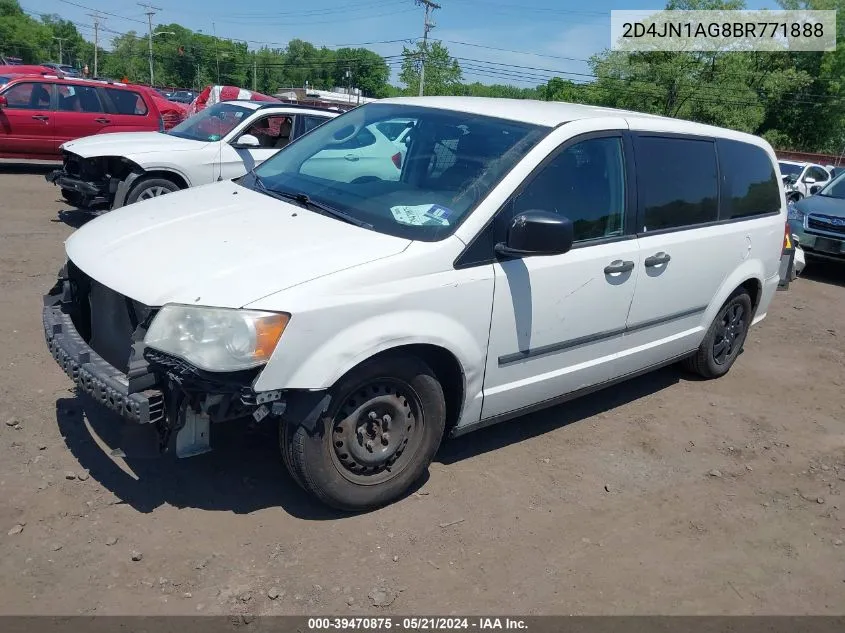 2011 Dodge Grand Caravan C/V VIN: 2D4JN1AG8BR771888 Lot: 39470875