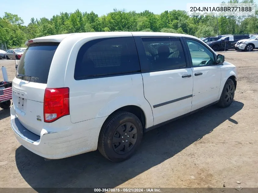 2011 Dodge Grand Caravan C/V VIN: 2D4JN1AG8BR771888 Lot: 39470875