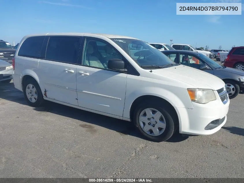 2011 Dodge Grand Caravan Express VIN: 2D4RN4DG7BR794790 Lot: 39514259