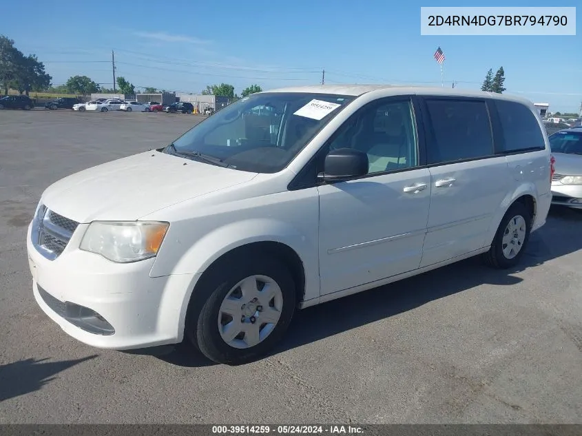 2011 Dodge Grand Caravan Express VIN: 2D4RN4DG7BR794790 Lot: 39514259