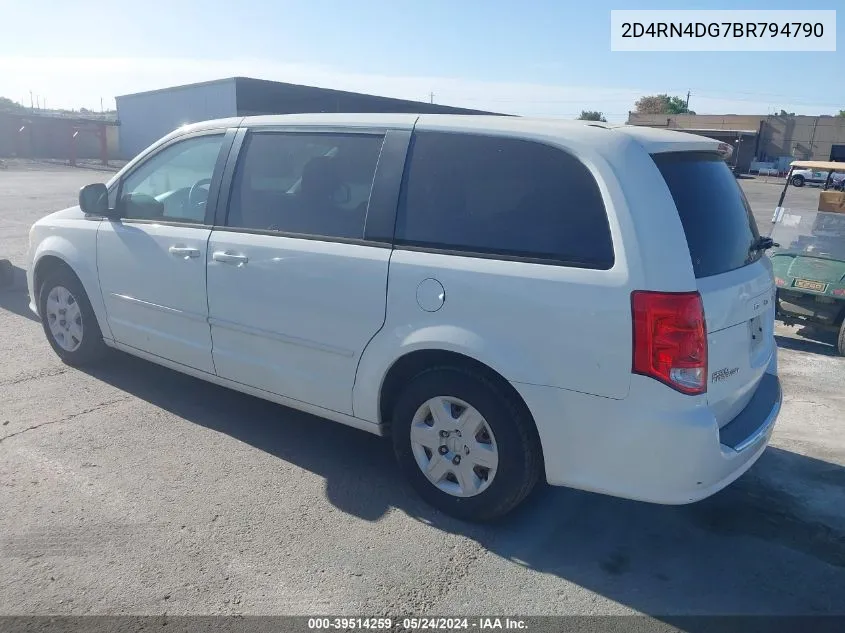 2011 Dodge Grand Caravan Express VIN: 2D4RN4DG7BR794790 Lot: 39514259