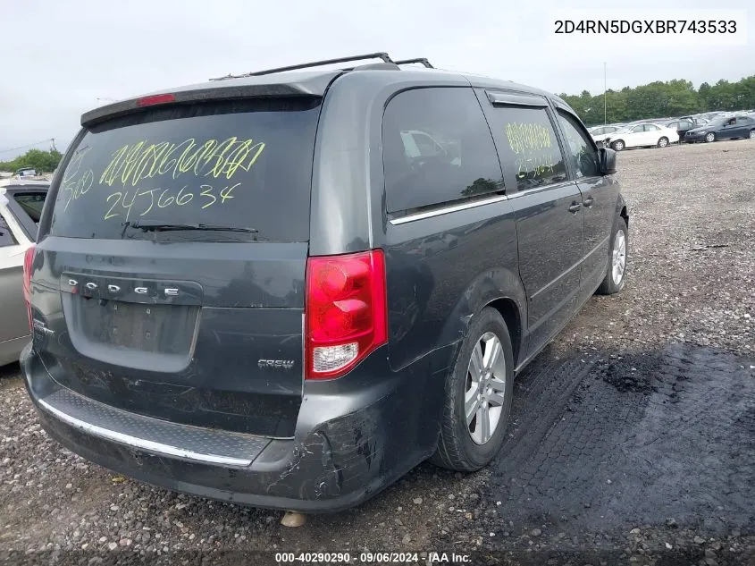 2011 Dodge Grand Caravan Crew VIN: 2D4RN5DGXBR743533 Lot: 40290290