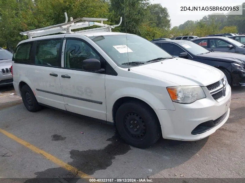 2011 Dodge Grand Caravan C/V VIN: 2D4JN1AG5BR600953 Lot: 40323187