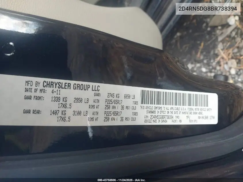 2D4RN5DG8BR738394 2011 Dodge Grand Caravan Crew
