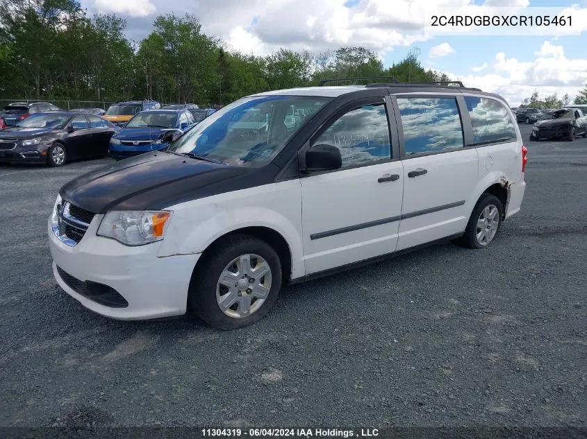 2012 Dodge Grand Caravan Se VIN: 2C4RDGBGXCR105461 Lot: 11304319