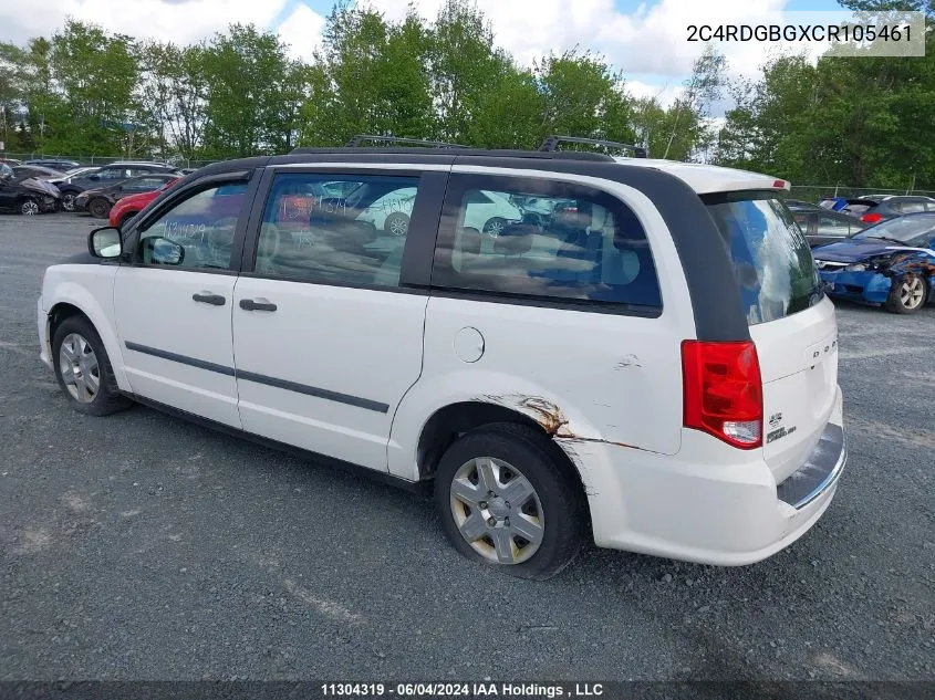 2012 Dodge Grand Caravan Se VIN: 2C4RDGBGXCR105461 Lot: 11304319