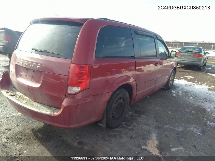 2012 Dodge Grand Caravan Se VIN: 2C4RDGBGXCR350213 Lot: 11926691