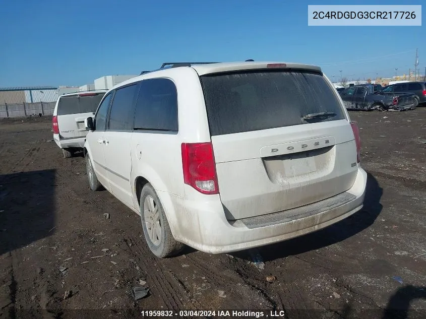 2C4RDGDG3CR217726 2012 Dodge Grand Caravan Crew