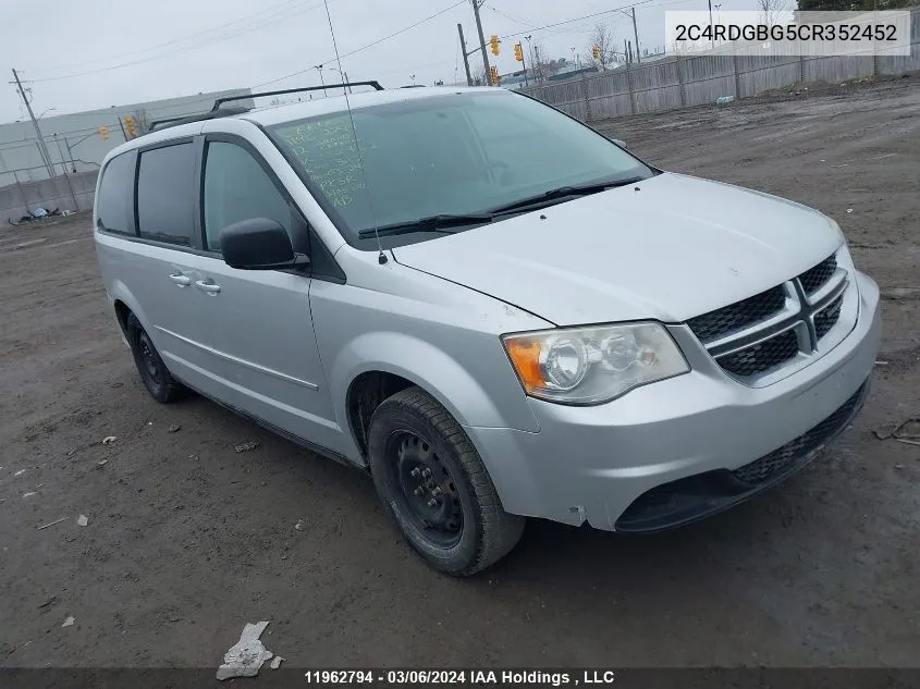 2012 Dodge Grand Caravan Se/Sxt VIN: 2C4RDGBG5CR352452 Lot: 11962794