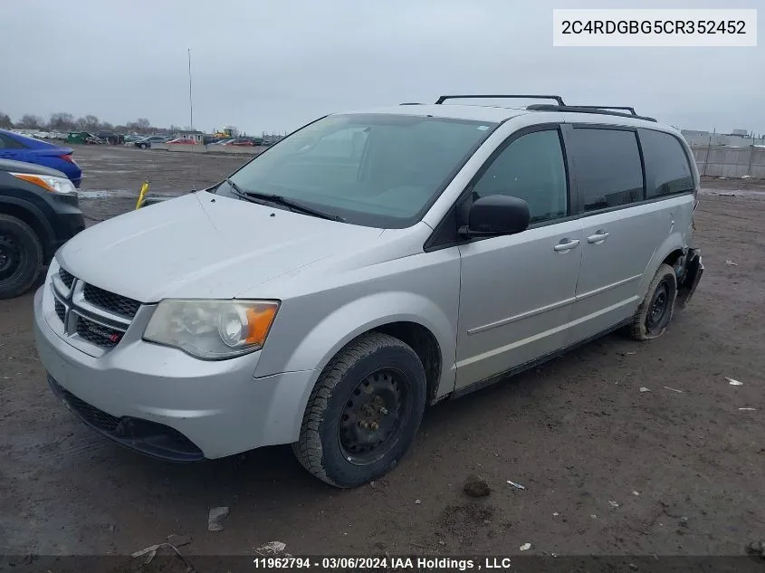 2C4RDGBG5CR352452 2012 Dodge Grand Caravan Se/Sxt