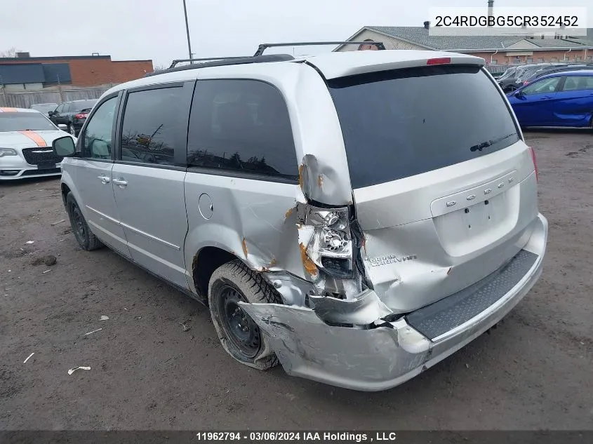 2C4RDGBG5CR352452 2012 Dodge Grand Caravan Se/Sxt